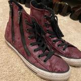 Converse Shoes | Converse Burgundy Zip-Up Leather High Tops | Color: Black/Purple | Size: 7
