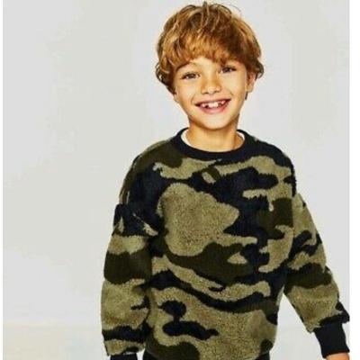 Zara Shirts & Tops | Boys Plush Camo Sweatshirt | Color: Black/Green | Size: 9 (8-9 Year Old)