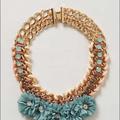 Anthropologie Jewelry | Anthropologie Bib Flower And Chain Necklace | Color: Gold/Pink/White | Size: Os