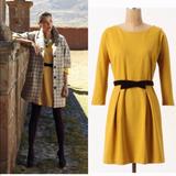 Anthropologie Dresses | Anthropologie Girls Savoy Yellow Fluted Ponte Dress Retro Vintage Classy Small S | Color: Gold/Yellow | Size: S