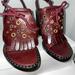 Burberry Shoes | Burberry Leather Fringe Tassel Eyelet Stud Sandals | Color: Purple/Red | Size: 6