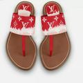 Louis Vuitton Shoes | Louis Vuitton Escale Red Flat Sandal Size 41 | Color: Red/White | Size: 11