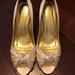 J. Crew Shoes | Carmen Ivory Satin Peep Toe Heel | Color: Cream/White | Size: 8.5