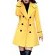 TUDUZ Sale Women Artificial Wool Double Breasted Coat Ladies Elegant Slim Long Sleeve Business Work Office Turn-Down Jacket with Belt(YA Yellow,2XL=UK(14))