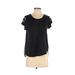 Forever 21 Short Sleeve Top Black Solid Scoop Neck Tops - Women's Size Small