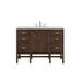 "Addison 48"" Single Vanity Cabinet - Mid Century Acacia - With 3 CM Carrara White Top - James Martin E444-V48-MCA-3CAR"