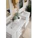 "De Soto 82"" Double Vanity Set - Bright White With Makeup Table - 3 CM Carrara Marble Top - James Martin 825-V82-BW-DU-CAR"