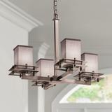 Textile 25" Wide Nickel Gray 4-Light LED Chandelier