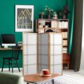 Winston Porter Keitez 51.75" W x 47" H - 3 Panel Folding Room Divider Wood in Pink/White/Blue | 47 H x 51.75 W x 1 D in | Wayfair