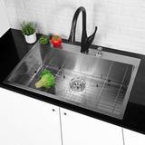 Lordear 30" L x 22" W Single Basin Drop-In Kitchen Sink, Top Mount Sink w/ Accessories in Gray | 10 H x 22 D in | Wayfair LT3022R1