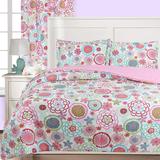 Indigo Safari Cirencester Pink/White Reversible Comforter Set in Pink/Yellow | Full/Queen Comforter + 2 Shams + 1 Throw Pillow | Wayfair