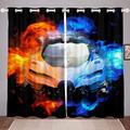 Sports Car Curtains Yin Yang Race Car Curtains for Bedroom Living Room for Kids Boys Girls Men Extreme Sports Theme Windows Drapes Cool Speed Racing Car Room Decoration,W46*L54