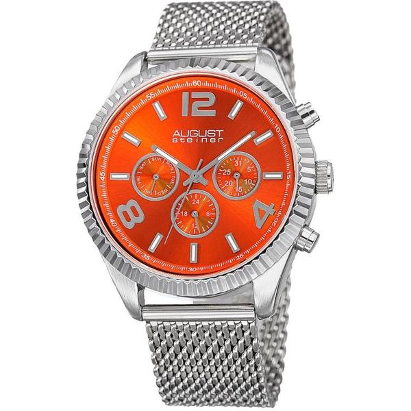 orange-dial-stainless-steel-mesh-watch---orange---august-steiner-watches/
