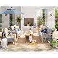 Sand & Stable™ Rowling 4 Piece Teak Sofa Seating Group w/ Cushions Synthetic Wicker/Wood/All - Weather Wicker/Natural Hardwoods/Wicker/Rattan/Teak | Outdoor Furniture | Wayfair