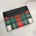 J. Crew Accessories | J.Crew Leather Plaid Tartan Card Holder Wallet | Color: Black/Red | Size: Os