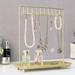 House of Hampton® Gold Jewelry Necklace Display Storage Stand w/ Tray Metal in Yellow | 13.9 H x 12.59 W x 5 D in | Wayfair