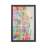 17 Stories Chicago City Street Map II by Michael Tompsett - Picture Frame Graphic Art Print on Acrylic Plastic/Acrylic | Wayfair