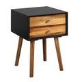 Costway Mid-Century Wooden Multipurpose End Table with 2 Storage Drawers-Black
