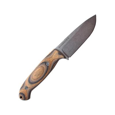 Bradford Knives Guardian 4.5 3D G-Wood Fixed Blade Knife 9in Overall 4in Stonewash N690 SS Drop Point Black/Brown Checkered G-Wood Handle Brown
