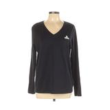 Lands' End Long Sleeve T-Shirt: Black Solid Tops - Women's Size Large