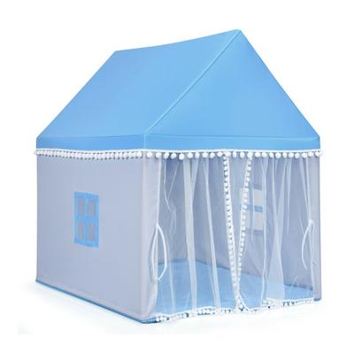 Costway Kids Play Tent Large Playhouse Children Play Castle Fairy Tent Gift with Mat-Blue