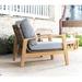 Joss & Main Jonah Teak Patio Chair w/ Cushions Wood/Wicker/Rattan in Brown/Gray/White | 29 H x 31 W x 31 D in | Wayfair