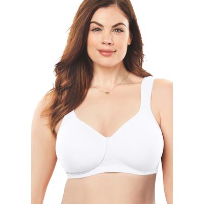Plus Size Women's Cotton Wireless Lightly Padded T-Shirt Bra by Comfort Choice in White (Size 48 DD)