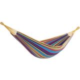 Arlmont & Co. Vivere Lewes Raegan Double Cotton Hammock w/ Superior Polyester End Strings (450 lb Capacity) Cotton in Red/Blue/Indigo | Wayfair