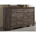 Gracie Oaks Horsham 6 Drawer Dresser Wood in Brown/Gray | 34 H x 58.3 W x 15.5 D in | Wayfair 98825D97E5784377BCAD38C7F13ABFC1