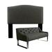 Winston Porter Romeoville Panel Headboard & Matching Bench Set Upholstered/Metal/Polyester in Gray | 80.5 W in | Wayfair