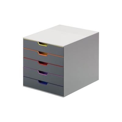 Durable Schubladenbox A4 5 farbige Schübe, geschlossen, mit Beschiftungsfenster