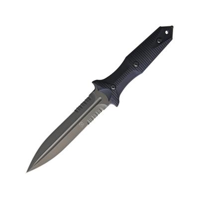 Bastinelli Creations Grozo Fixed Blade Serrated Knife 11in Overall 6in Black Pvd Partially Serrated SS Spear Point Blade Black G10 Handle Black Kydex