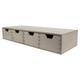 WooDeeDoo Horizontal Desk Organiser | 56 x 20 x 10 cm | Mini Wooden Chest 4 Drawers | Shallow Storage Cupboard Cabinet Unit Trinket Box | Unpainted Birchwood