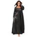 Plus Size Women's The Luxe Satin Long Peignoir Set by Amoureuse in Black (Size 1X) Pajamas