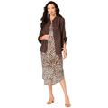 Plus Size Women's Three-Quarter Sleeve Jacket Dress Set with Button Front by Roaman's in Natural Animal Print (Size 26 W)