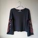 American Eagle Outfitters Sweaters | American Eagle Floral Sleeve Top | Color: Gray/Pink | Size: Xs