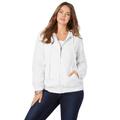 Plus Size Women's Cotton Complete Zip-Up Hoodie by Roaman's in White Denim (Size 20 W) Denim Jacket