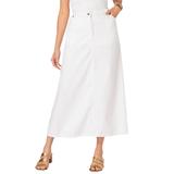 Plus Size Women's Complete Cotton A-Line Skirt by Roaman's in White Denim (Size 26 W) 100% Cotton Long Length