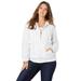 Plus Size Women's Cotton Complete Zip-Up Hoodie by Roaman's in White Denim (Size 22 W) Denim Jacket