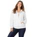 Plus Size Women's Cotton Complete Zip-Up Hoodie by Roaman's in White Denim (Size 26 W) Denim Jacket