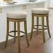 Aiken Backless Swivel Bar & Counter Stool - Bar Height (29-3/4"H Seat), Grey Wash, Gray Wash/Marbled Navy Bonded Leather/Bar Height - Grandin Road