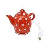 FixtureDisplays 1 qt. Ceramic Electric Tea Kettle Ceramic in Red/White | 8 H x 9 W x 6 D in | Wayfair 13581