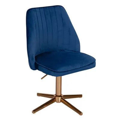FineBuy Drehstuhl Samt Blau Drehbar Modern Schalenstuhl Home Office Schreibtischstuhl Image