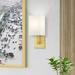 Wade Logan® Agigail 1 - Light Dimmable Armed Sconce Metal in Yellow | 12.25 H x 5 W x 3.875 D in | Wayfair A1F2D9DB464948B99EB69EE09FA627CF