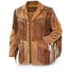 Men's Traditional Cowboy Western Leather Jacket Coat with Fringe Native American Jacket Suede Beaded, Black, XXXXXL