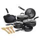 Goodful 12 Piece Cookware Set with Premium Non-Stick Coating, Dishwasher Safe Pots and Pans, Tempered Glass Steam Vented Lids, Stainless Steel Handles, Diamond-Reinforced Aluminum, Charcoal Gray