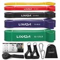 Lixada Resistance Bands Set, 3/4/5 Packs Exercise Resistance Bands Pull Up Assist Bands with Door Anchor, Foam Handles Hooks and Carry Bag for Yoga Powerlifting Muscle Strength Training