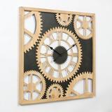 Williston Forge Oversized Wooden Gears 32" Wall Clock Wood in Black/Brown | 32 H x 32 W x 2 D in | Wayfair 38787505BB004B3CBD049F30F06C364D