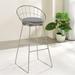 Everly Quinn 30.75" Bar Stool Upholstered/Leather/Metal/Faux leather in Gray | 38.25 H x 19.75 W x 20.25 D in | Wayfair