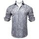 DiBanGu Mens Silver Dress Shirt Long Sleeve Brooch Woven Paisley Shirts Casual L